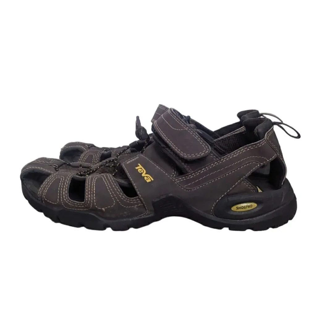 Teva Mens Size 10 Forebay Fisherman Sport Hiking Sandals Brown ShocPad 1001116